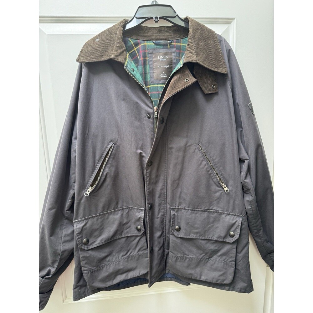 Lincs Barn Chore Jacket Men’s XL‎ Wax Cloth Zip Corduroy Collar Utility Chic